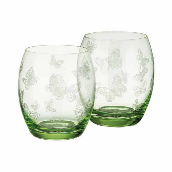Green Gb 2 whisky tumblers