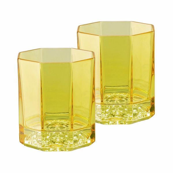 Yellow Gb 2 whisky tumblers