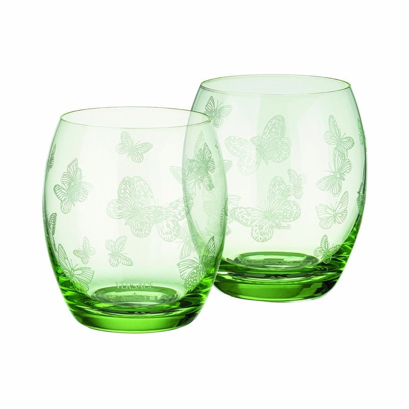 Green Gb 2 whisky tumblers