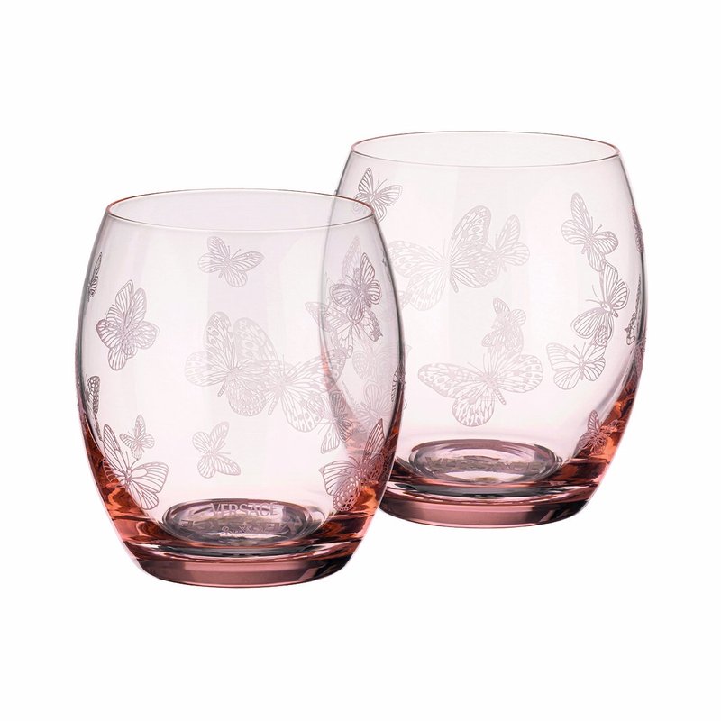 Pink Gb 2 whisky tumblers